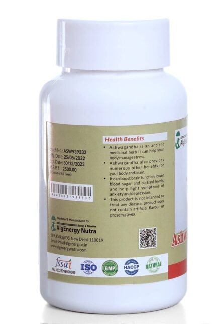 Ashwagandha Energy and Immunity Booster Dietary Supplements - 60 Capsules