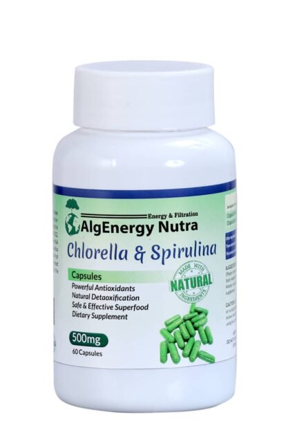 Chlorella and Spirulina Capsule Superfood Natural Super Greens Multivitamin Dietary Supplements - 60 Capsules
