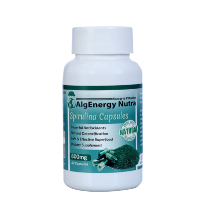 Spirulina Capsules Safe and Effective Superfood Dietary Supplements Energy and Immunity Booster  800 mg - 60 Capsules