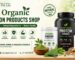 Natural health supplements including organic spirulina, multivitamin, wheatgrass powder and wellness products